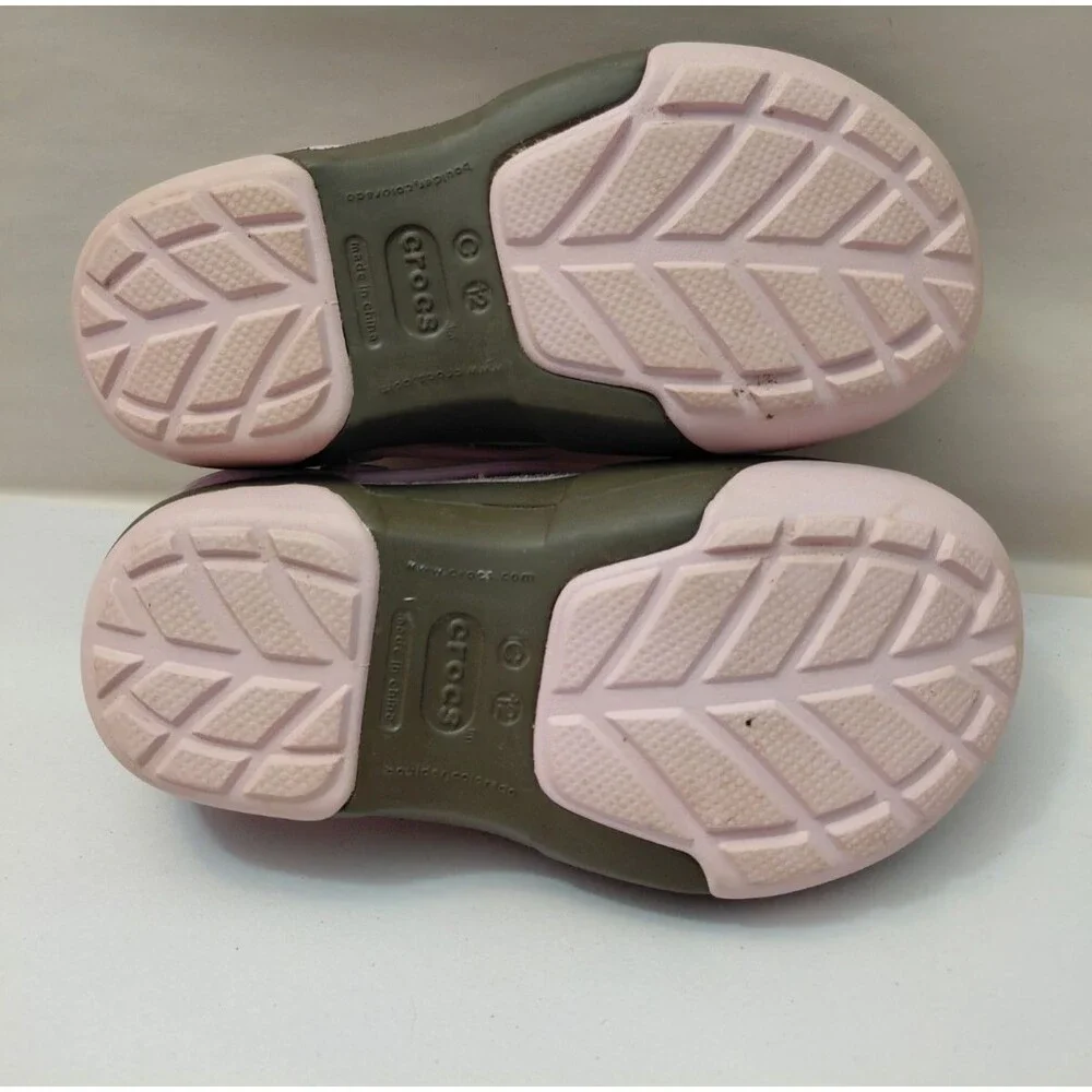 Crocs Suede Dawson Children's Clog Suede Faux Fur Lining Size C12 Pink & Brown